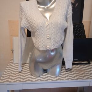 Hollister Cream Cable Knit Cardigan